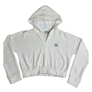 Banded Sherpa Cropped‎ Hoodie Boxy Pullover Size Medium